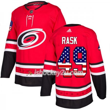 Mænd NHL Carolina Hurricanes Trøje Victor Rask 49 Adidas 2017-2018 Rød USA Flag Fashion Authentic
